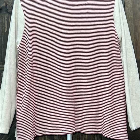 J. Jill Perfect Pima Top XL Beige Red Striped Solid Casual Neutral Soft Capsule - Picture 4 of 10